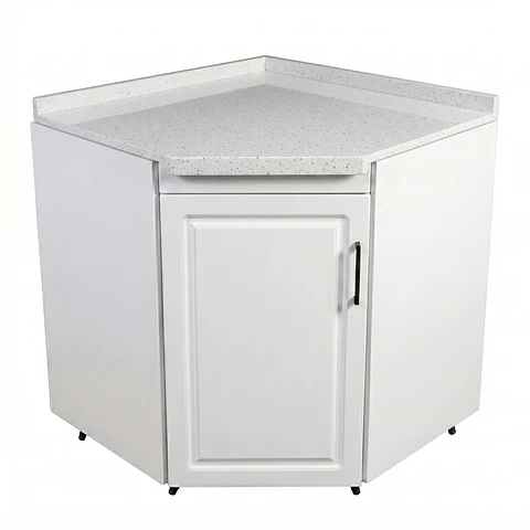 Mueble Modular Esquinero Diamante Blanco para Cocina Cubierta de Cuarzo