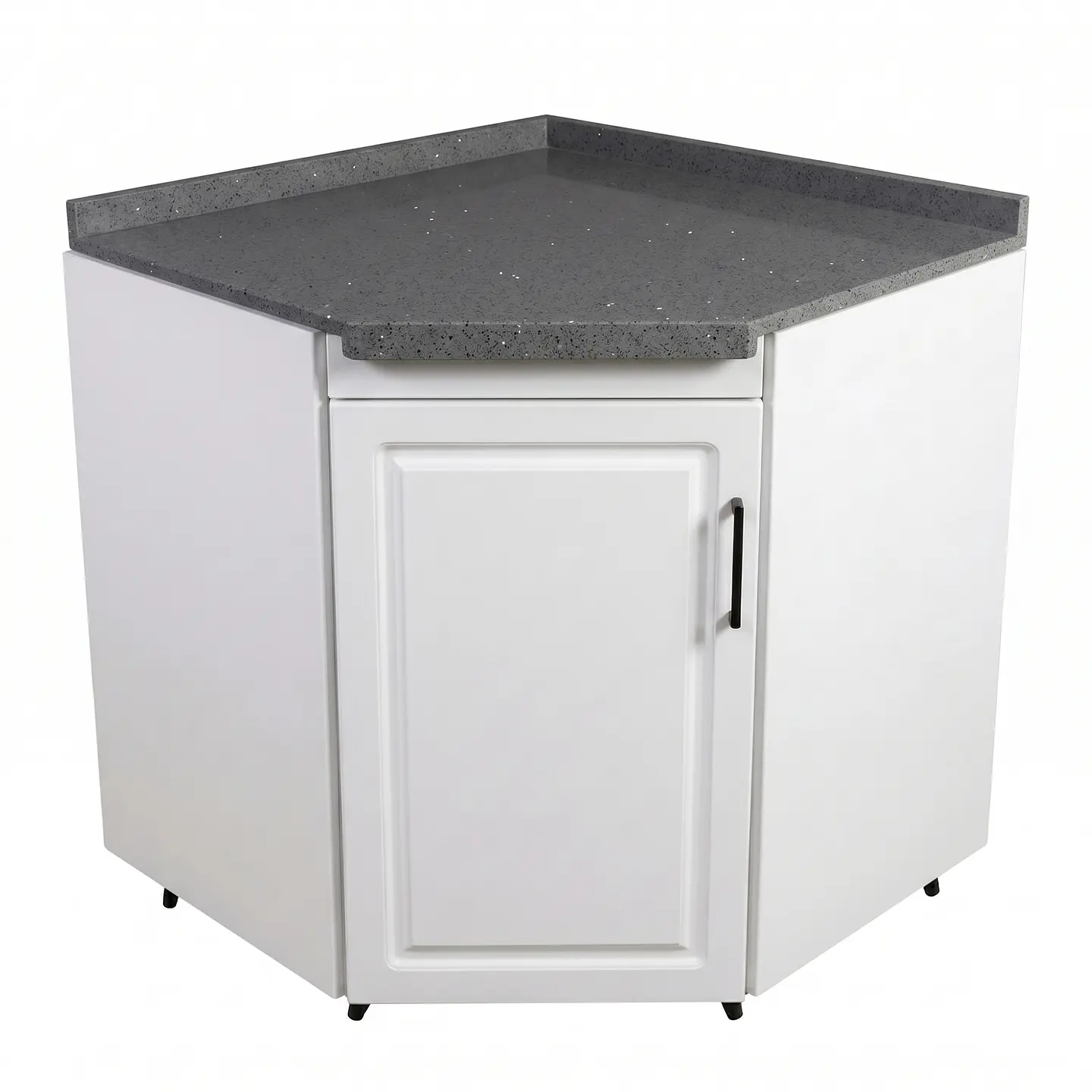 Mueble Modular Esquinero Diamante Blanco para Cocina Cubierta de Cuarzo 3