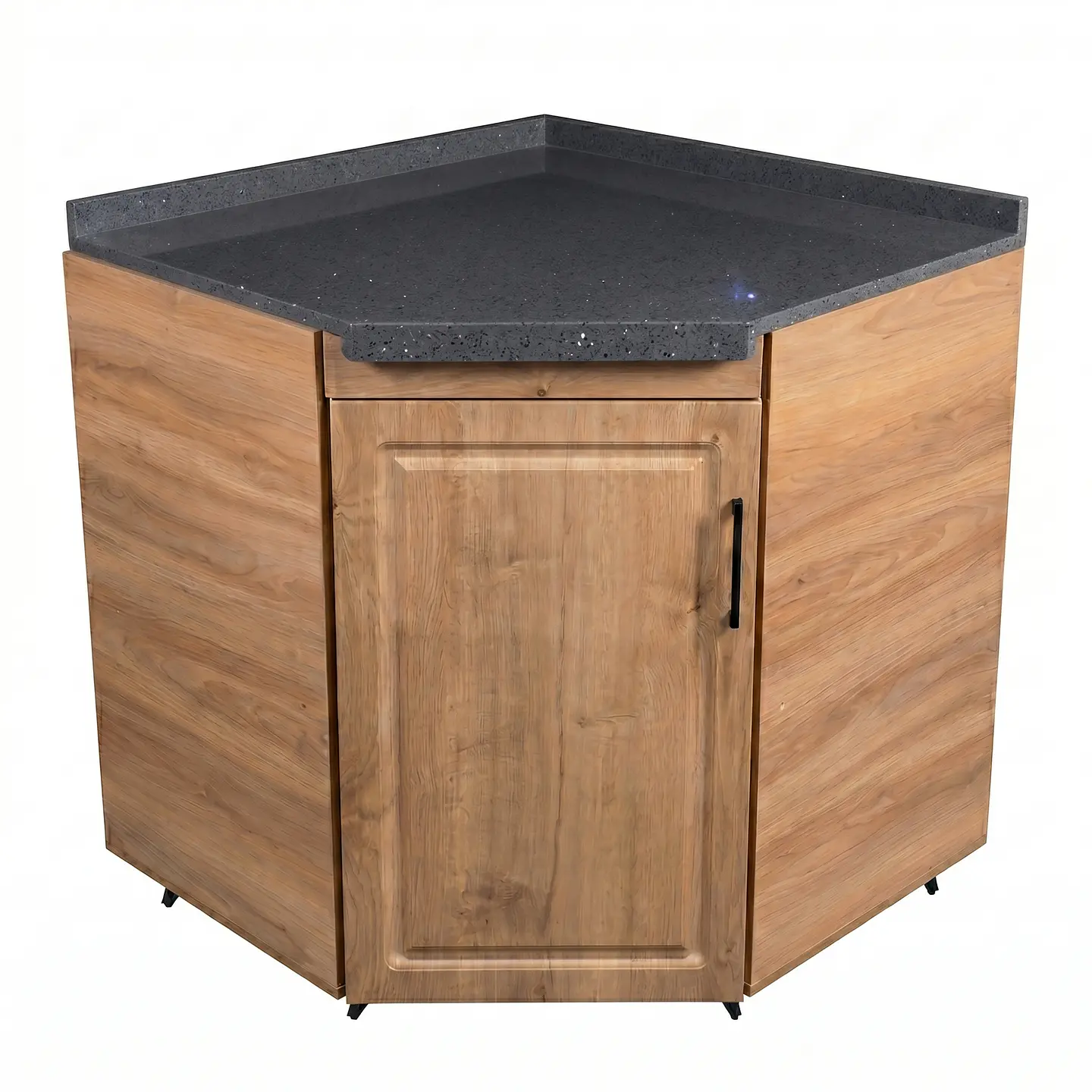 Mueble Modular Esquinero Diamante Nogal para Cocina Cubierta de Cuarzo 3