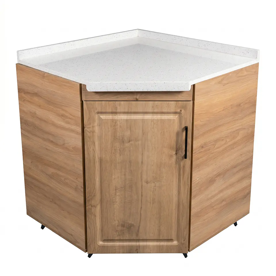 Mueble Modular Esquinero Diamante Nogal para Cocina Cubierta de Cuarzo 2