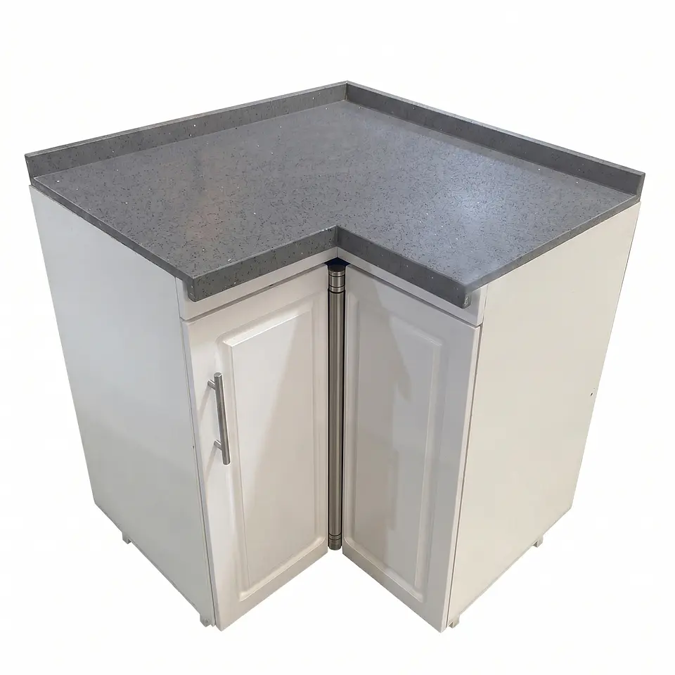 Mueble Modular Esquinero Blanco para Cocina con Cubierta de Cuarzo 3