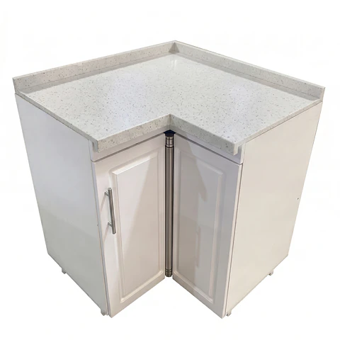 Mueble Modular Esquinero Blanco para Cocina con Cubierta de Cuarzo