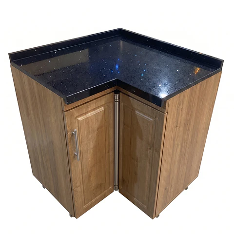 Mueble Modular Esquinero Nogal para Cocina con Cubierta de Cuarzo