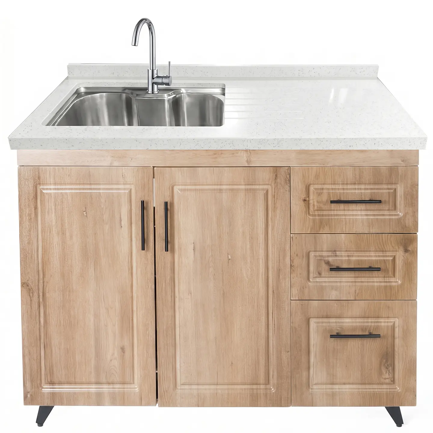 Mueble Lavaplatos Nogal Derecho con Cubierta de Cuarzo Riñon 120x52x90 cm (Incluye Armado) 2
