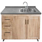 Mueble Lavaplatos Nogal Izquierdo con Cubierta de Cuarzo Riñon 120x52x90 cm (Incluye Armado) - Miniatura 3