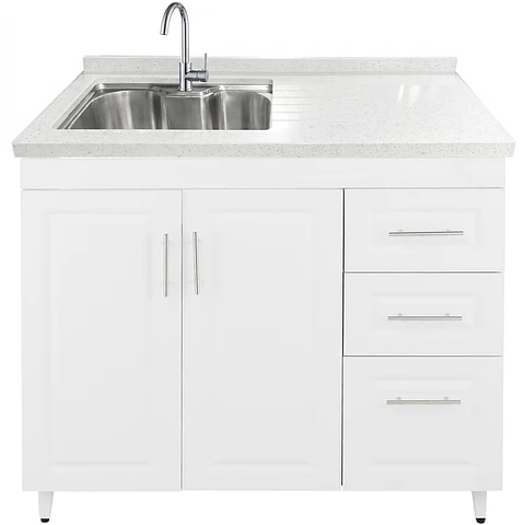 Mueble Lavaplatos Blanco Derecho con Cubierta de Cuarzo Riñon 120x52x90 cm (Incluye Armado)