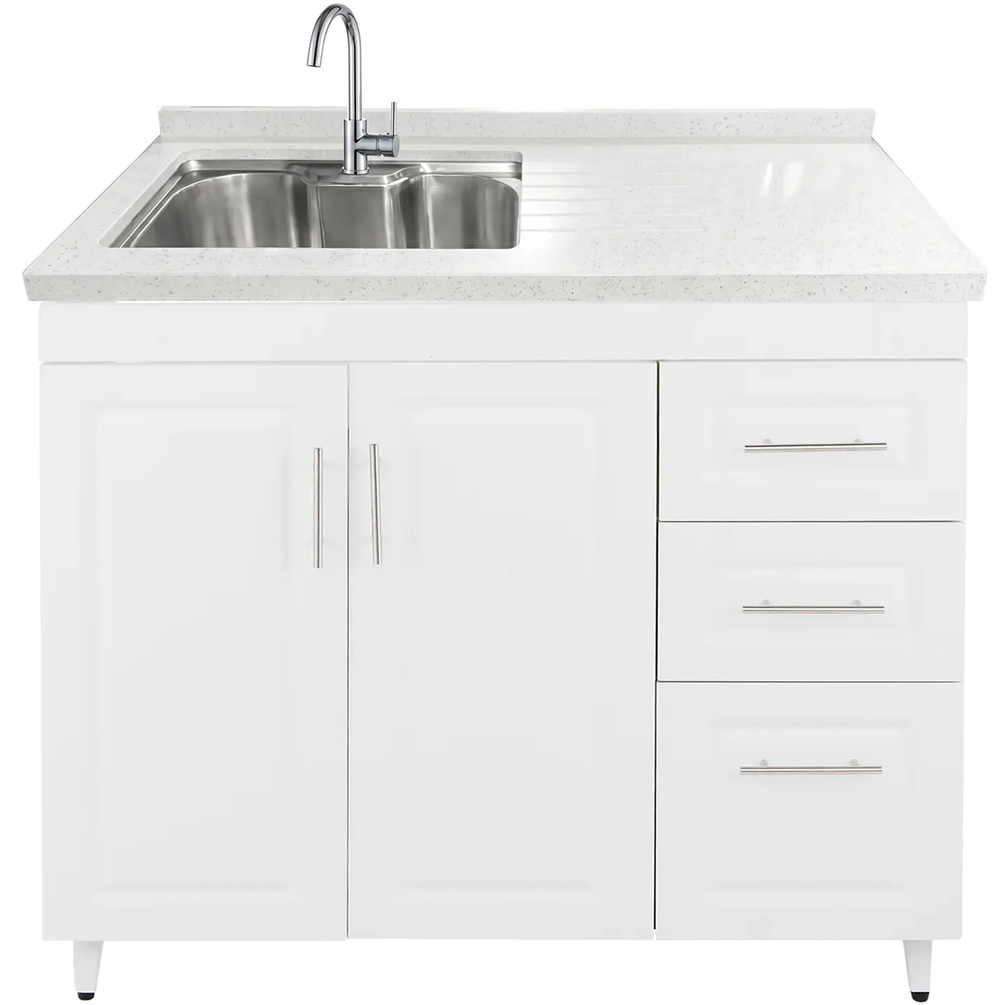 Mueble Lavaplatos Blanco Derecho con Cubierta de Cuarzo Riñon 120x52x90 cm (Incluye Armado) 2
