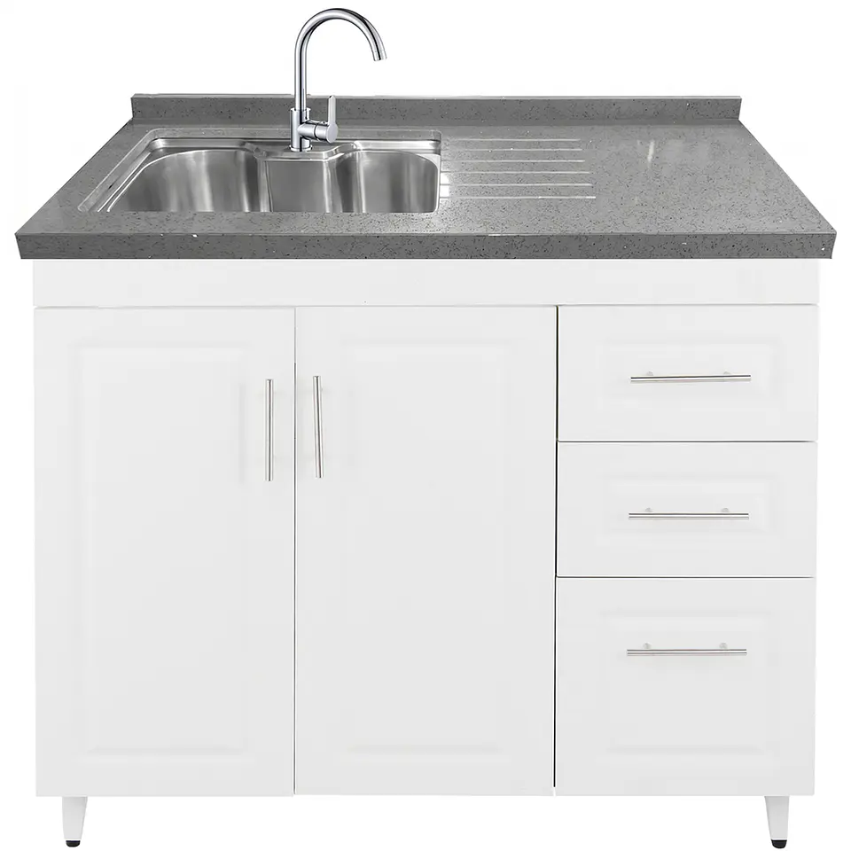 Mueble Lavaplatos Blanco Derecho con Cubierta de Cuarzo Riñon 120x52x90 cm (Incluye Armado) 3