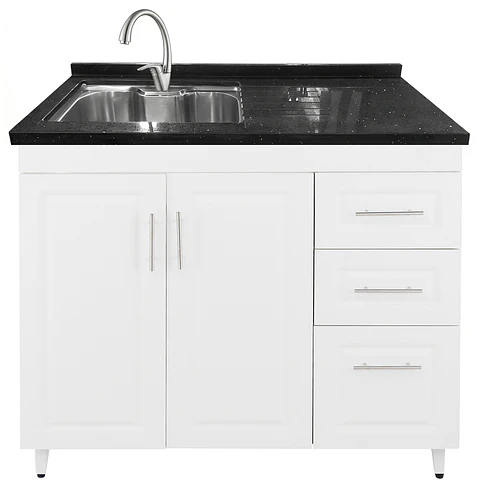 Mueble Lavaplatos Blanco Derecho con Cubierta de Cuarzo Riñon 120x52x90 cm (Incluye Armado)