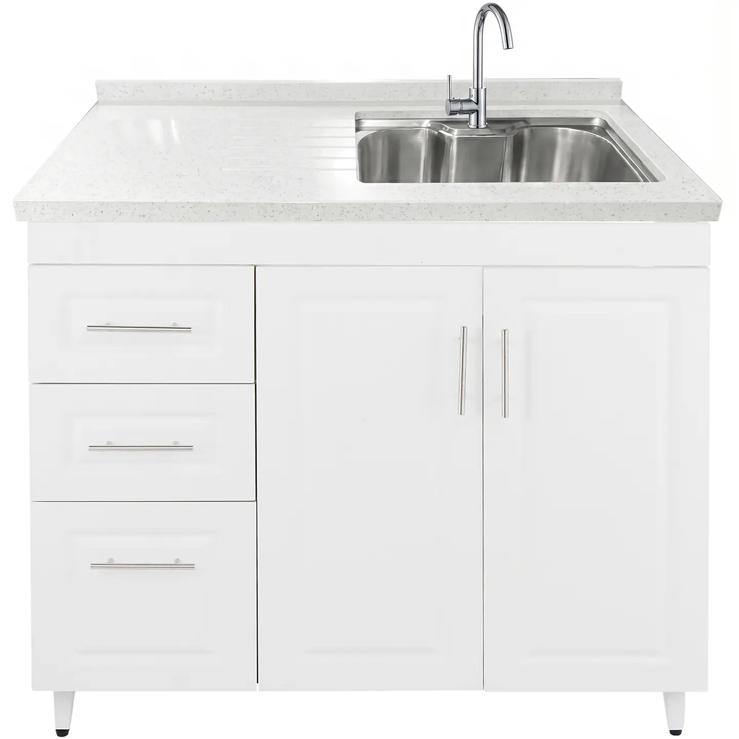Mueble Lavaplatos Blanco Izquierdo con Cubierta de Cuarzo Riñon 120x52x90 cm (Incluye Armado) 2