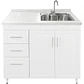 Mueble Lavaplatos Blanco Izquierdo con Cubierta de Cuarzo Riñon 120x52x90 cm (Incluye Armado) - Miniatura 2