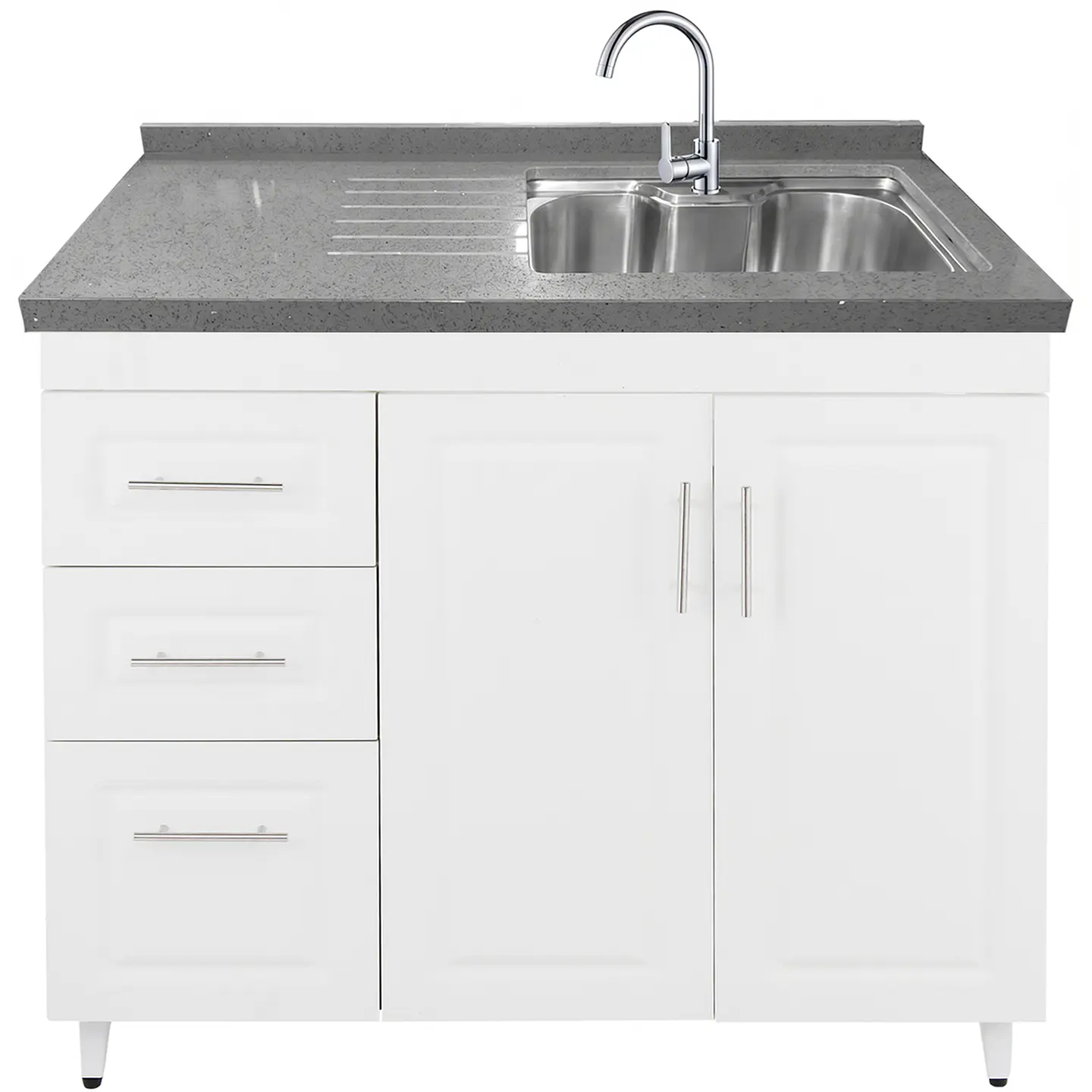 Mueble Lavaplatos Blanco Izquierdo con Cubierta de Cuarzo Riñon 120x52x90 cm (Incluye Armado) 3