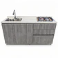 Mueble Integral de Cocina Roble Gris con Encimera y Lavaplatos 180 cm - Miniatura 1