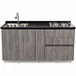 Mueble Integral de Cocina Roble Gris con Encimera y Lavaplatos 180 cm - Miniatura 2