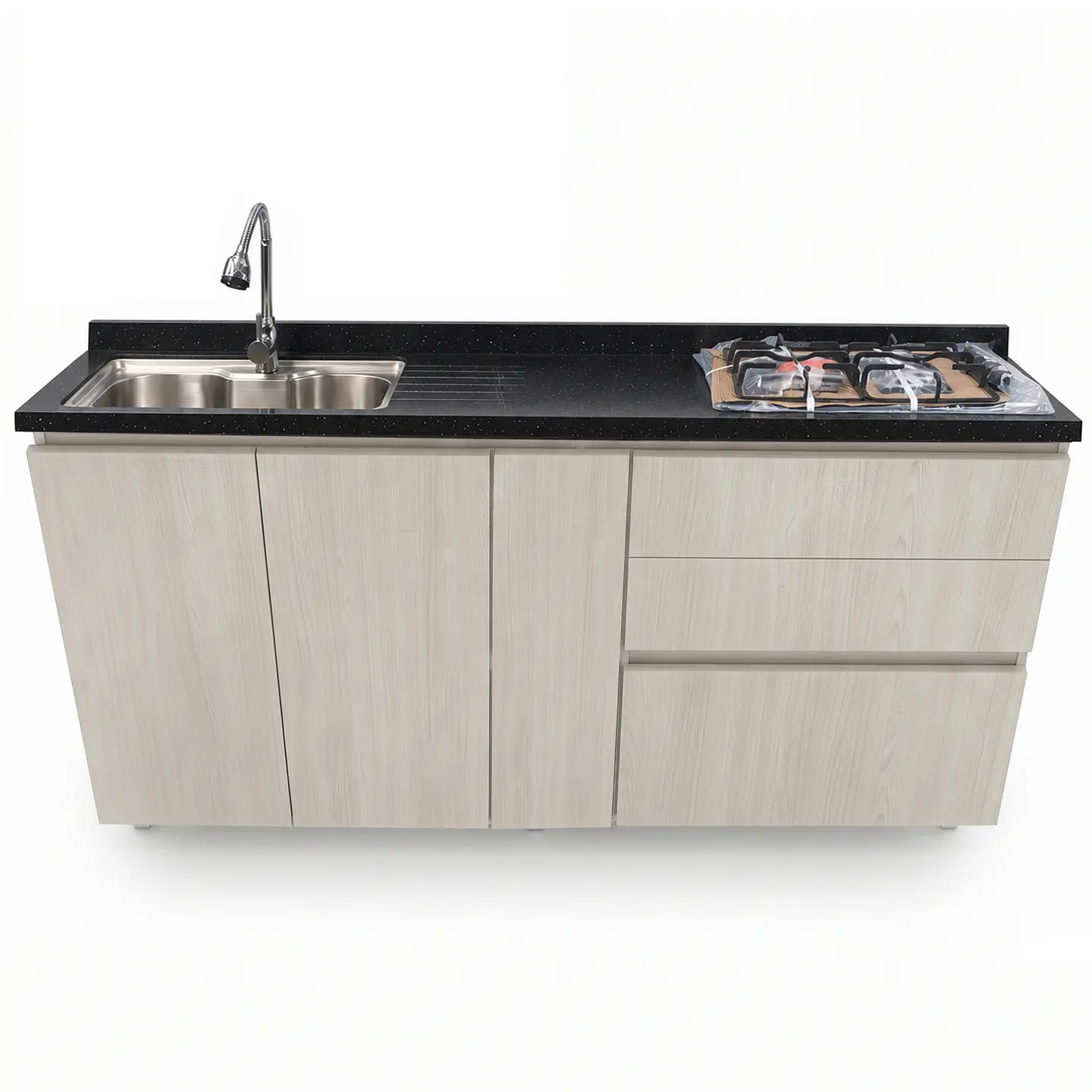 Mueble Integral de Cocina Roble Nórdico con Encimera y Lavaplatos 180 cm 2