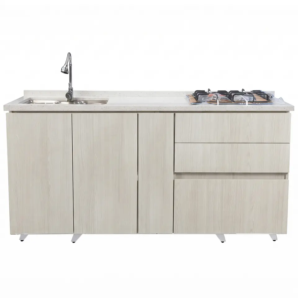 Mueble Integral de Cocina Roble Nórdico con Encimera y Lavaplatos 180 cm 4