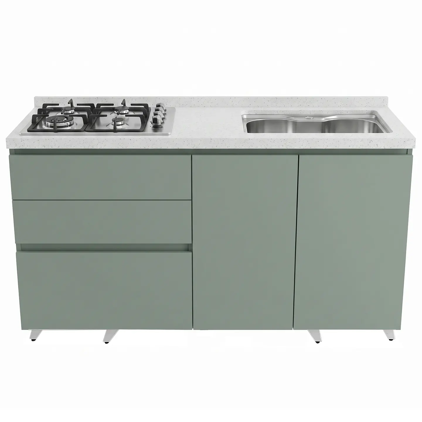 Mueble Integral de Cocina Verde Hada con Encimera y Lavaplatos 150 cm 5