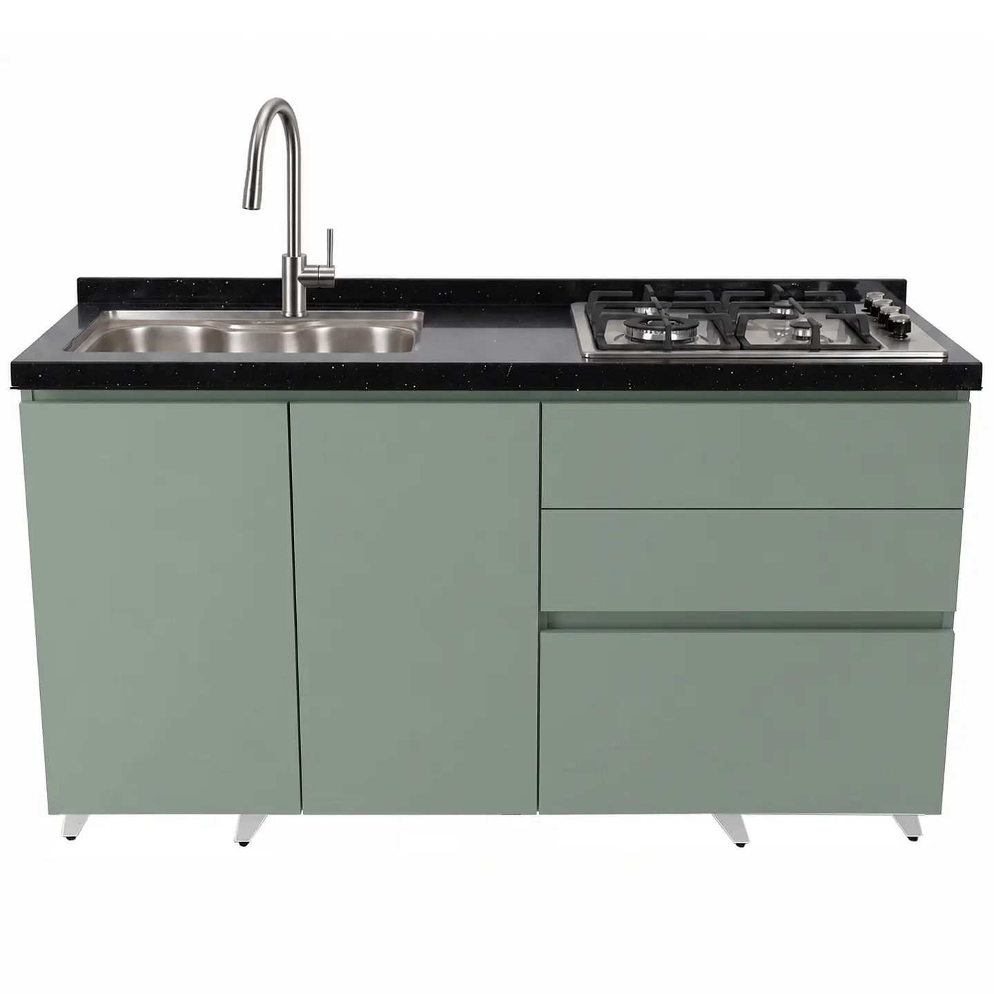 Mueble Integral de Cocina Verde Hada con Encimera y Lavaplatos 150 cm 6