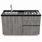 Mueble Integral de Cocina Roble Gris con Encimera y Lavaplatos 150 cm - Miniatura 1