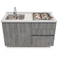 Mueble Integral de Cocina Roble Gris con Encimera y Lavaplatos 150 cm - Miniatura 2