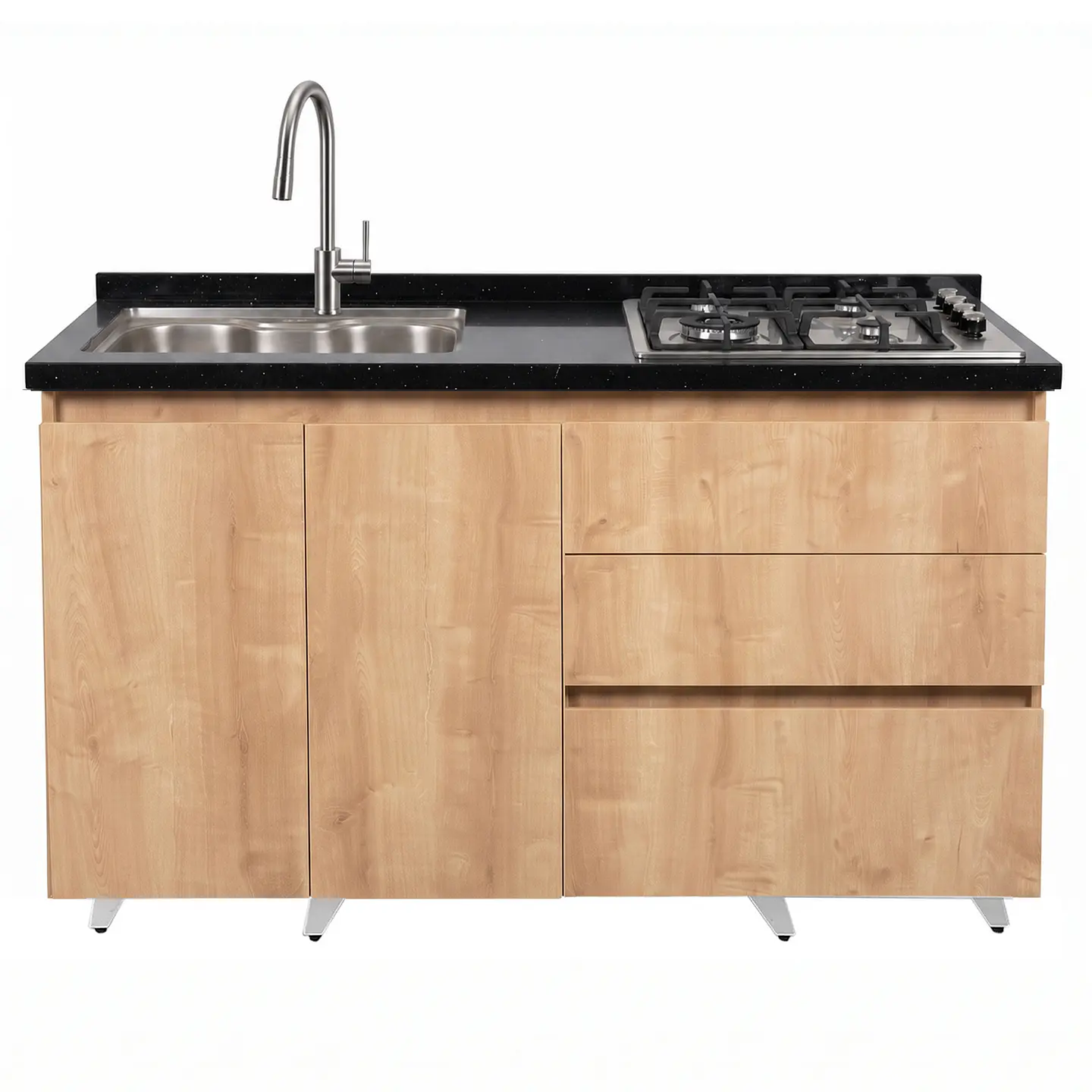 Mueble Integral de Cocina Roble Rustico con Encimera y Lavaplatos 150 cm 4