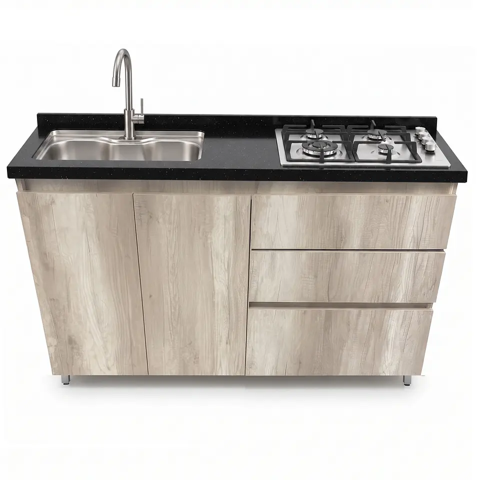Mueble Integral de Cocina Toscana con Encimera y Lavaplatos 150 cm 2