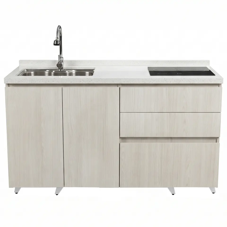 Mueble Integral de Cocina Roble Nórdico con Encimera y Lavaplatos 150 cm 3