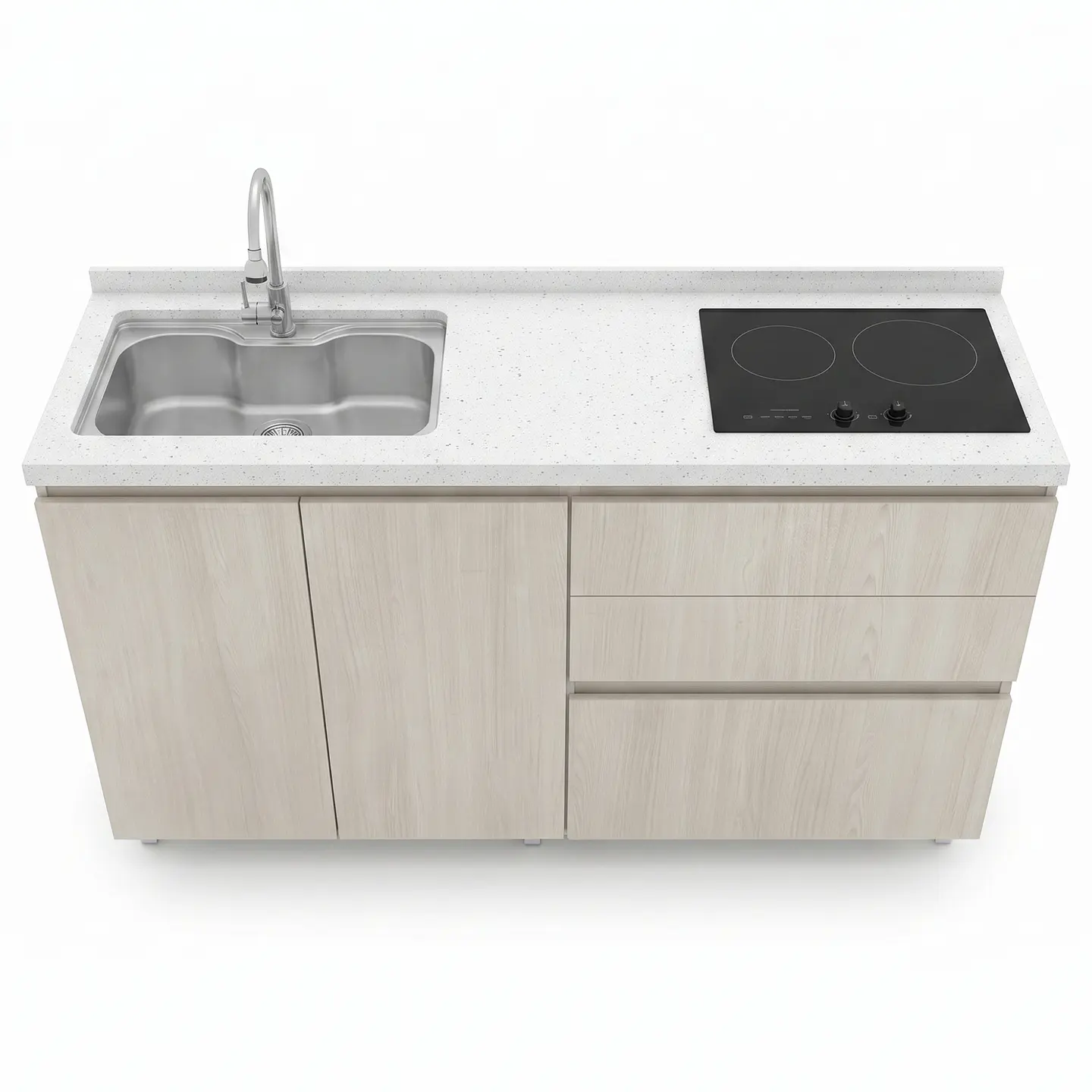 Mueble Integral de Cocina Roble Nórdico con Encimera y Lavaplatos 150 cm 1