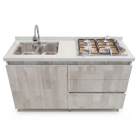 Mueble Integral de Cocina Roble Ártico con Encimera y Lavaplatos 150 cm
