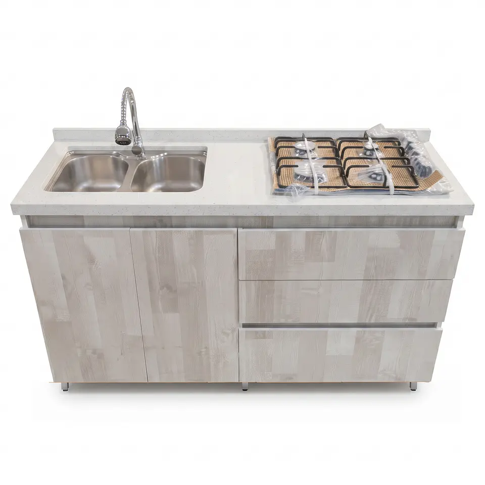 Mueble Integral de Cocina Roble Ártico con Encimera y Lavaplatos 150 cm 1