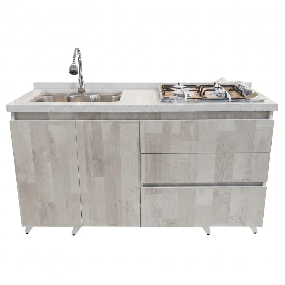 Mueble Integral de Cocina Roble Ártico con Encimera y Lavaplatos 150 cm 3