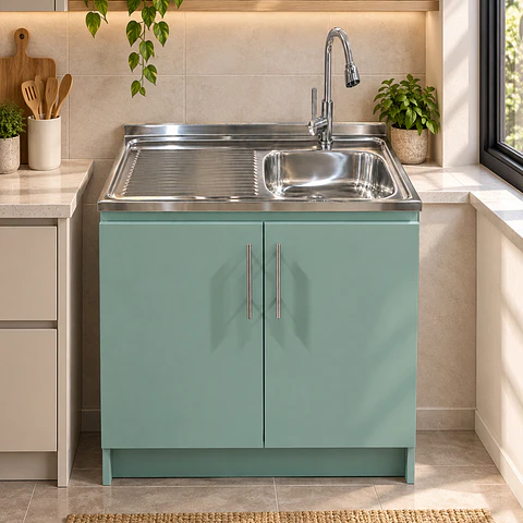 Mueble de Cocina Melamina Verde Hada Izq 80x52x90 cm