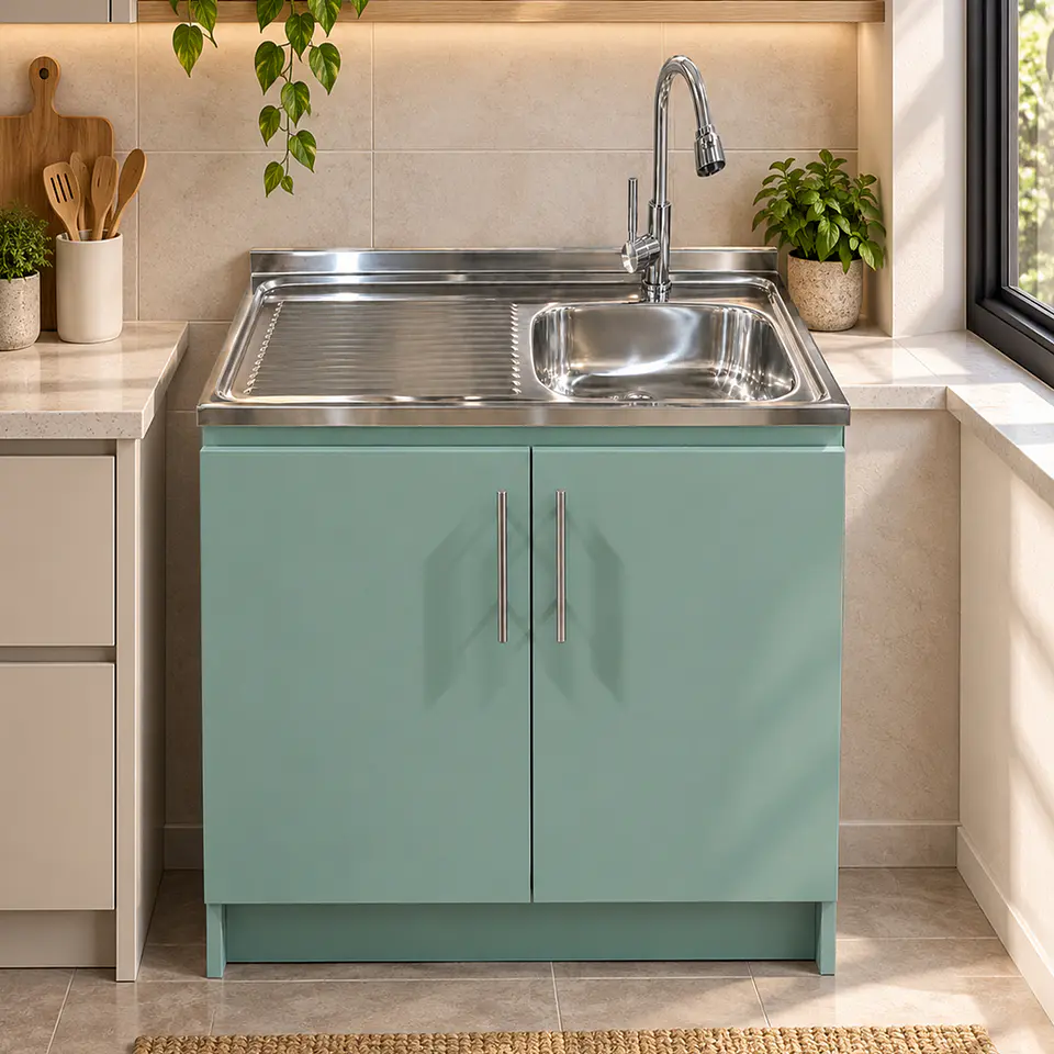 Mueble de Cocina Melamina Verde Hada Izq 80x52x90 cm 2