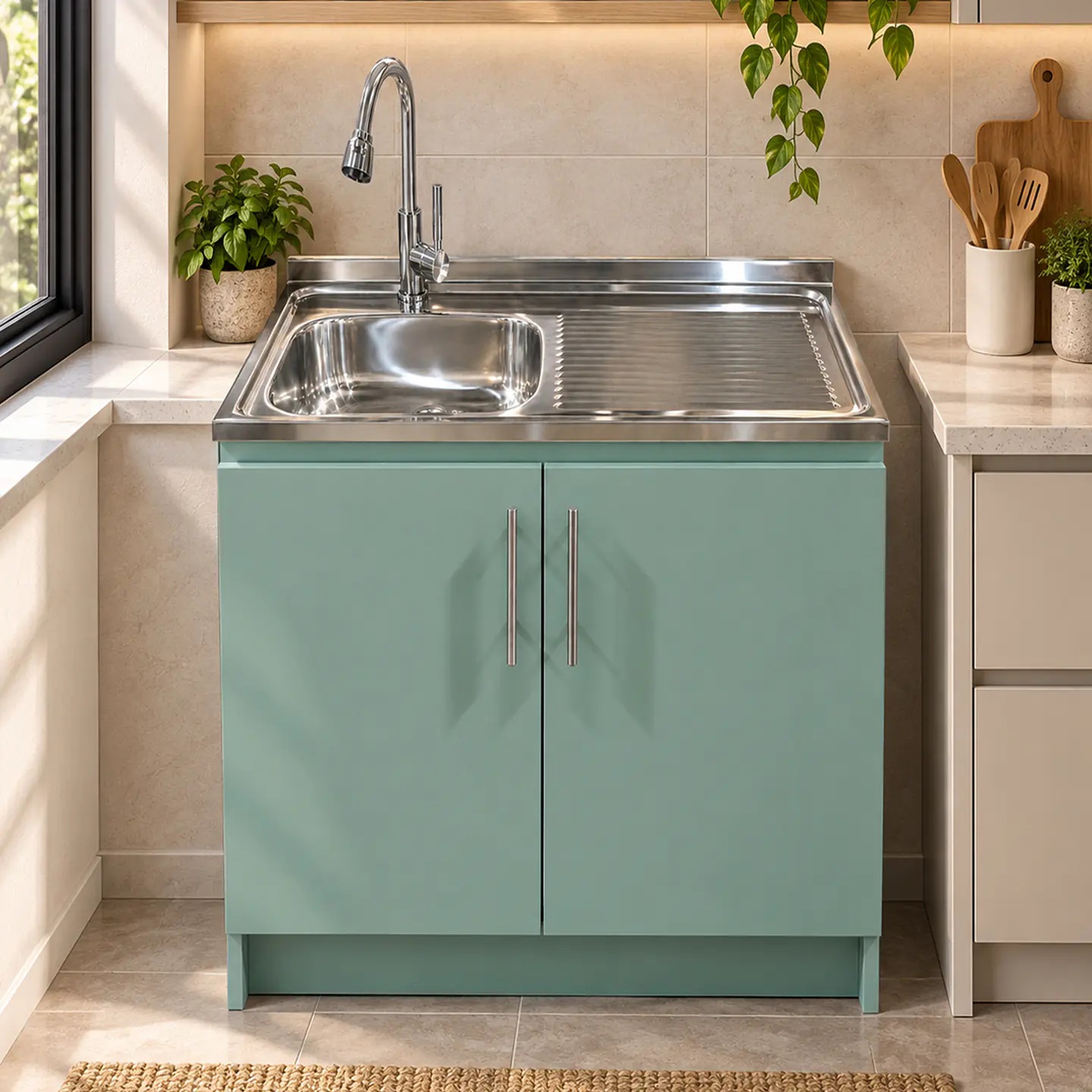 Mueble de Cocina Melamina Verde Hada Der 80x52x90 cm 2