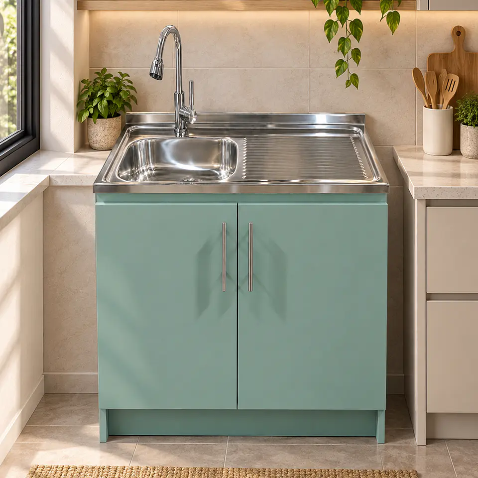 Mueble de Cocina Melamina Verde Hada Der 80x52x90 cm 2