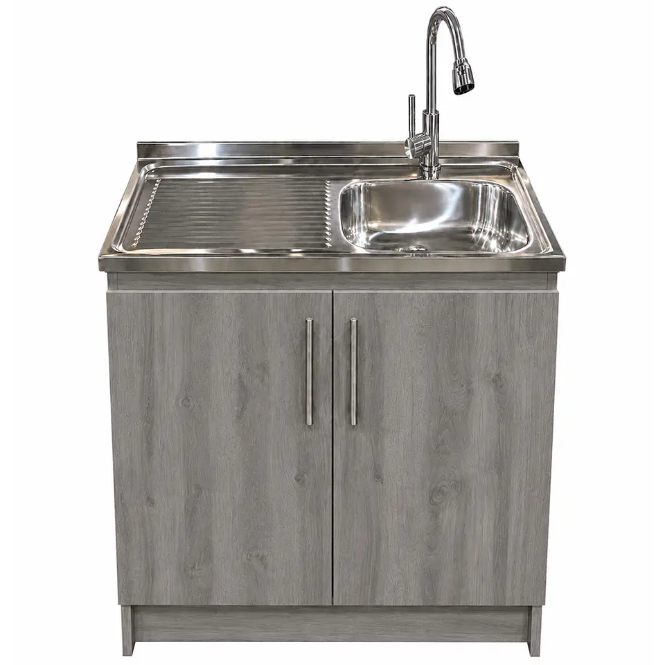 Mueble de Cocina Melamina Roble Gris Izq 80x52x90 cm 1