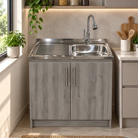 Mueble de Cocina Melamina Roble Gris Izq 80x52x90 cm