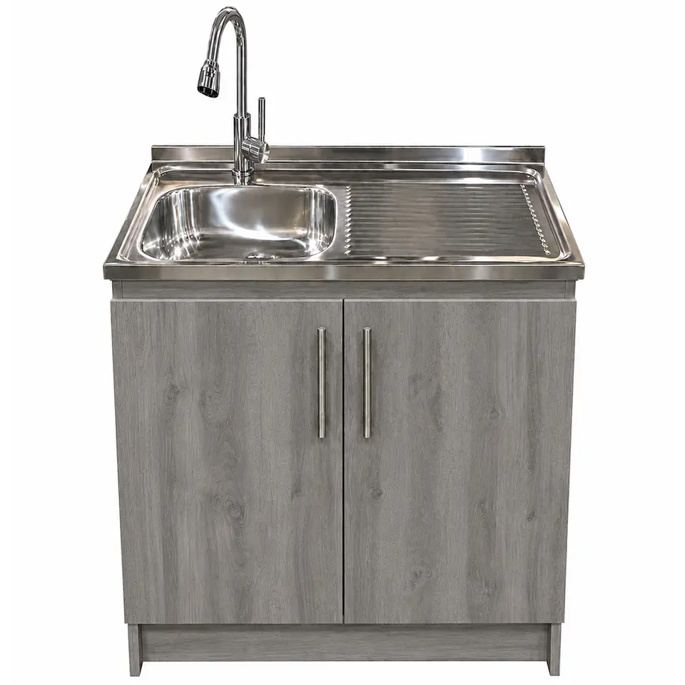 Mueble de Cocina Melamina Roble Gris Der 80x52x90 cm 1