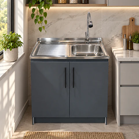 Mueble de Cocina Melamina Gris Grafito Izq 80x52x90 cm