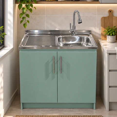 Mueble de Cocina Melamina Verde Hada Izq 100x52x90 cm