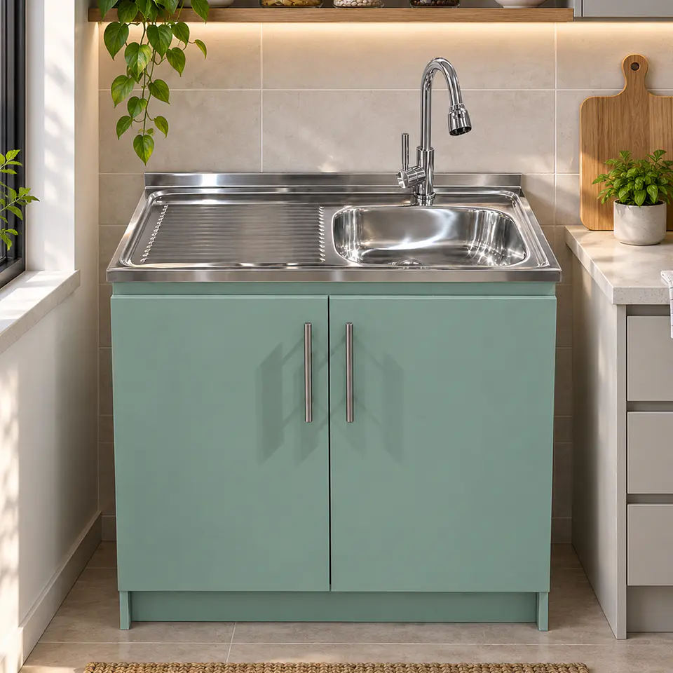 Mueble de Cocina Melamina Verde Hada Izq 100x52x90 cm 2