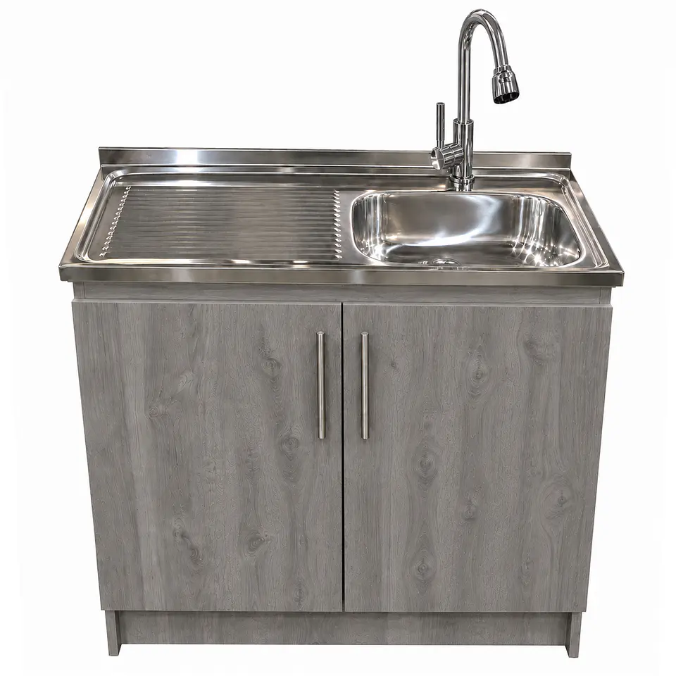 Mueble de Cocina Melamina Roble Gris Izq 100x52x90 cm 1