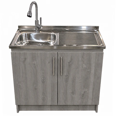 Mueble de Cocina Melamina Roble Gris Der 100x52x90 cm