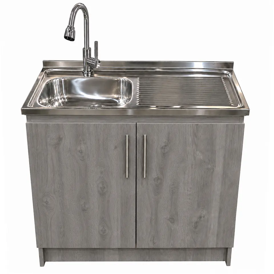 Mueble de Cocina Melamina Roble Gris Der 100x52x90 cm 1