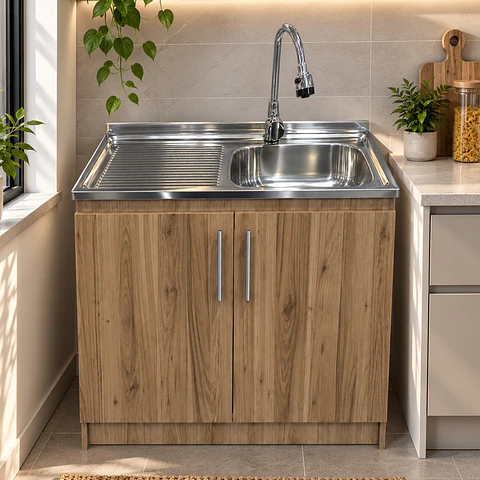 Mueble de Cocina Melamina Roble Rustico Izq 100x52x90 cm