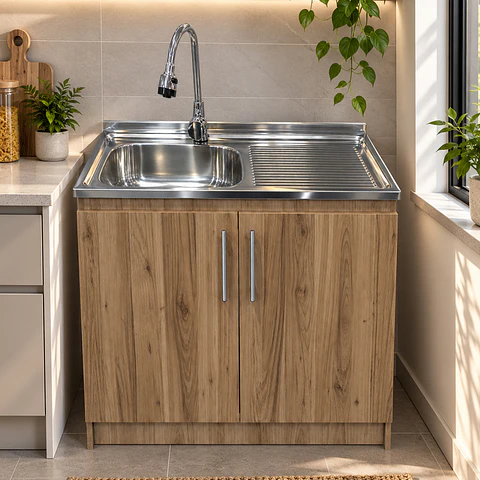 Mueble de Cocina Melamina Roble Rustico Der 100x52x90 cm