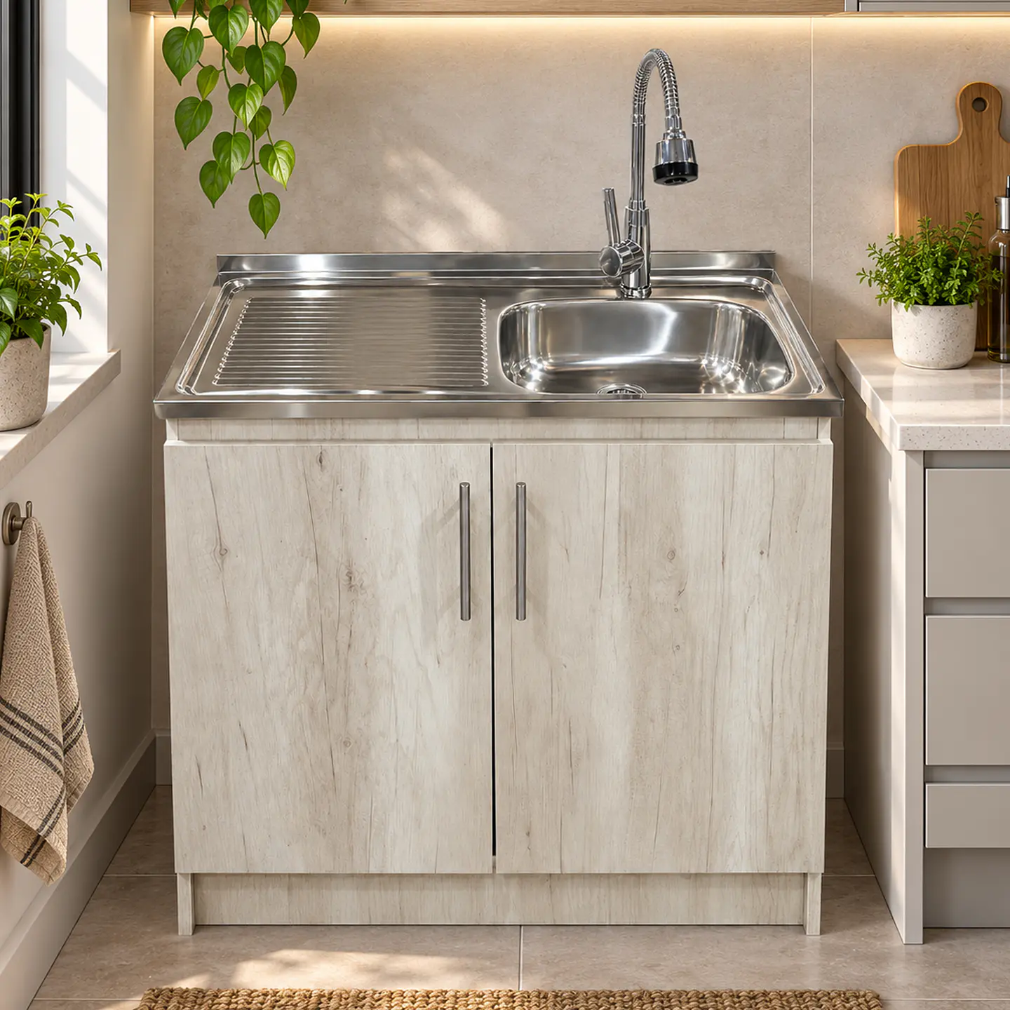 Mueble de Cocina Melamina Toscana Izq 100x52x90 cm 2