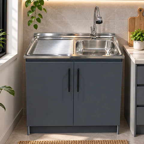 Mueble de Cocina Melamina Gris Grafito Izq 100x52x90 cm
