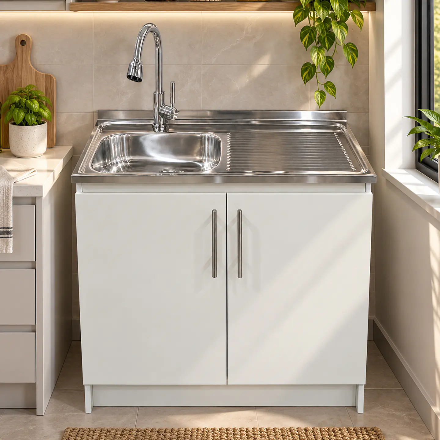 Mueble de Cocina Melamina Blanco Der 100x52x90 cm 2
