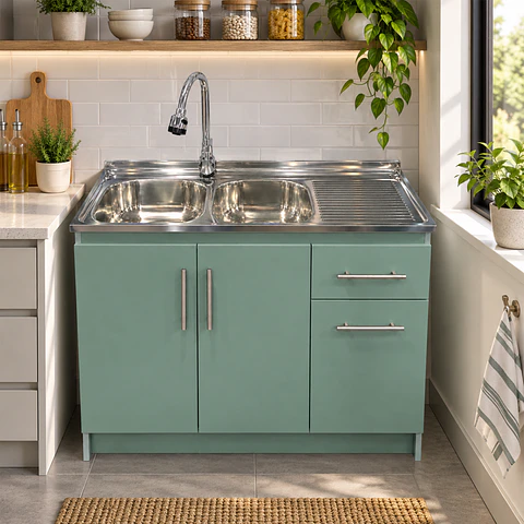 Mueble de Cocina Melamina Verde Hada Der 120x52x90 cm
